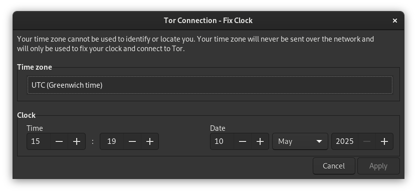 Correction of hour on Tails